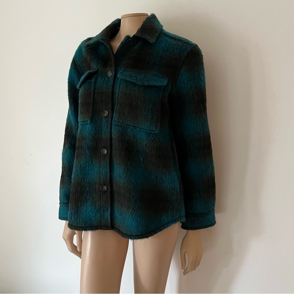 NWT Rails Turner Textured Black Forest Teal Oversized Plaid Shacket